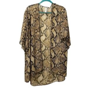 New N‎ Forever Snakeskin Print Sheer Kimono Cardigan Duster Women's Size M